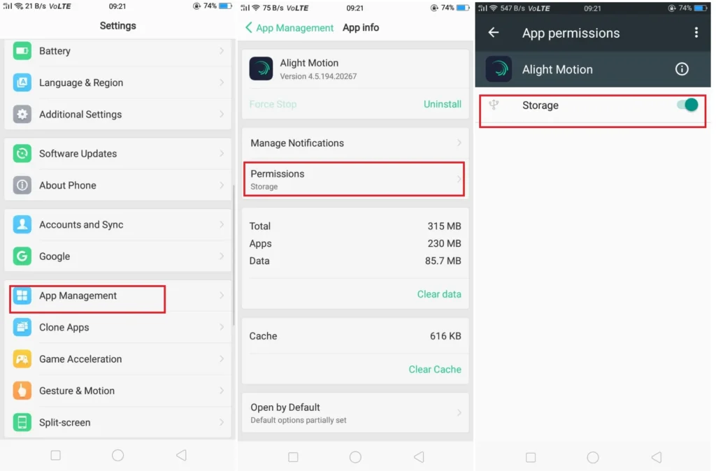alight motion stroage permission