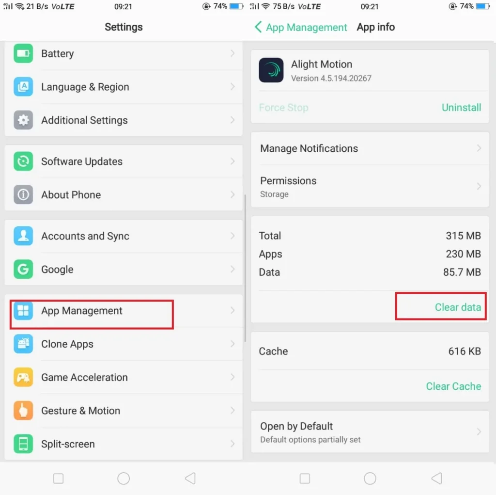 clear alight motion data